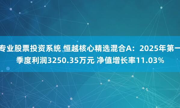专业股票投资系统 恒越核心精选混合A：2025年第一季度利润3250.35万元 净值增长率11.03%