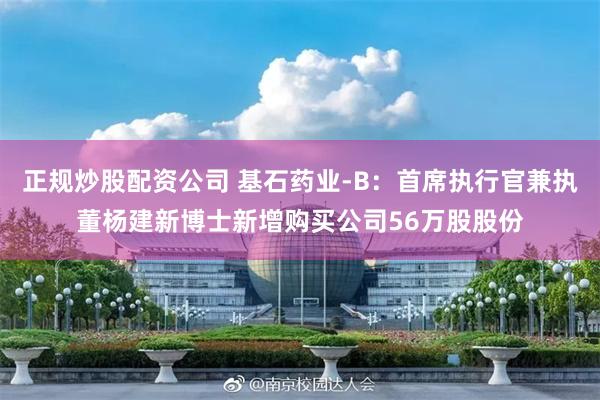 正规炒股配资公司 基石药业-B：首席执行官兼执董杨建新博士新增购买公司56万股股份